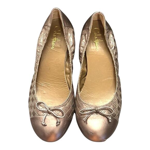 Cole Haan Silver Ballet Wedges with Metallic Accents Size 10 1/2 B - Picture 2 of 9